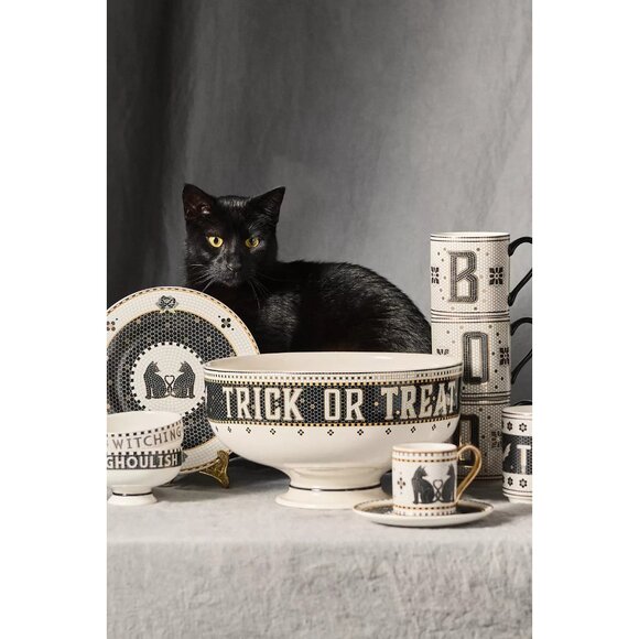 The Bistro Tile Stoneware Large Fruit Popcorn Bowl: Halloween Edition *Chipped* - Picture 2 of 5
